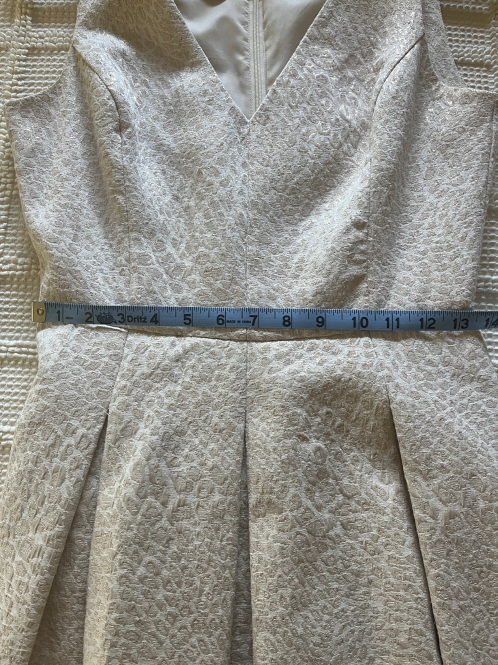 Banana Republic Sleeveless V-Neck Fit & Flare Dress in Light Beige - Picture 9 of 10